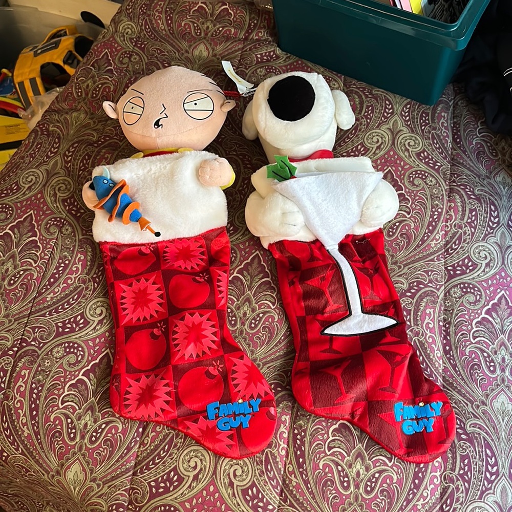 Gently used family guy Christmas stockings